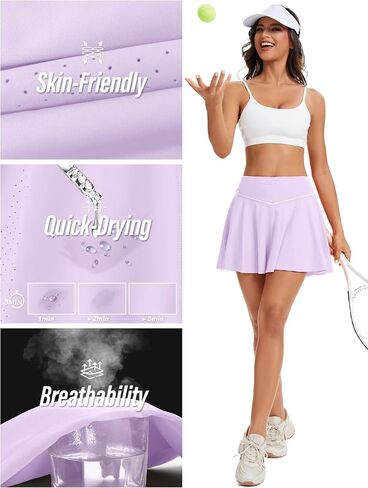تنورة التنس للسيدات مع شورتات مدمجة في Skort رياضي يدير الجولف تجريب سريع الجفاف. in Kuwait