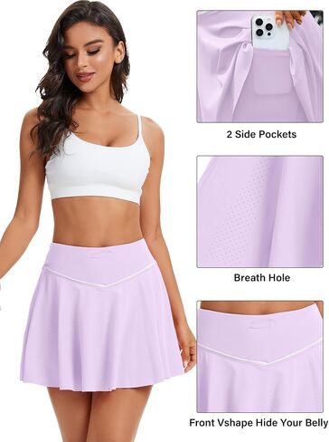 تنورة التنس للسيدات مع شورتات مدمجة في Skort رياضي يدير الجولف تجريب سريع الجفاف. in Kuwait