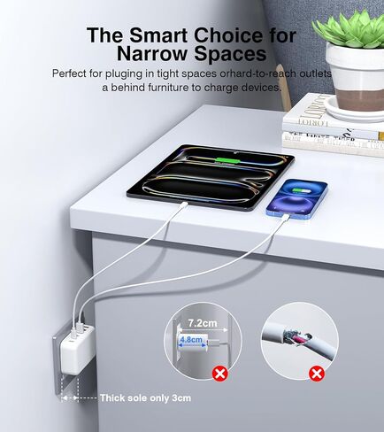 USB C Charger Block, 100W 6-Port Fast Charger Multiport Type C Charging Block, USB Wall Charger Plug Dual PD+QC Charging Cube Brick for iPhone 16/15/14/13/12/11 Pro Max XS, iPad, Samsung Phone, Tablet in Saudi Arabia