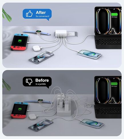 USB C Charger Block, 100W 6-Port Fast Charger Multiport Type C Charging Block, USB Wall Charger Plug Dual PD+QC Charging Cube Brick for iPhone 16/15/14/13/12/11 Pro Max XS, iPad, Samsung Phone, Tablet in Saudi Arabia