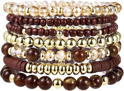 Boho Multilayer Crystal Bead Bead Bread for Women Handmade Wooden Beads Stretch Beach Jewelry Jewelry String Bracelet in Kuwait
