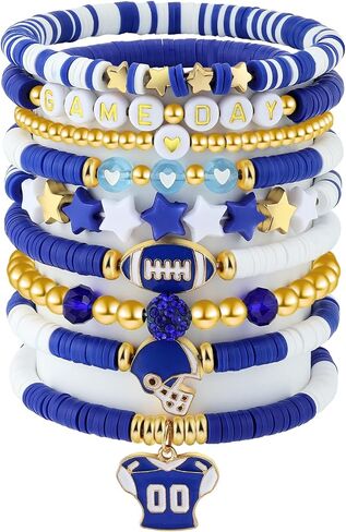 Ornaland 8/9 PCS Day Day Bracelets Bracelets Football Clay Bead Heishi Stackable Surfer Stretch Summer Beach Set in Saudi Arabia
