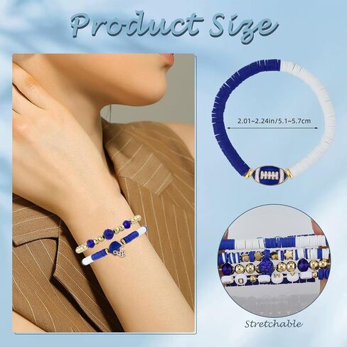 Ornaland 8/9 PCS Day Day Bracelets Bracelets Football Clay Bead Heishi Stackable Surfer Stretch Summer Beach Set in Saudi Arabia