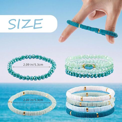 Heishi Bracelets Surfer Bracelets Boho Style Stackable Stretch Bracelets Layered Friendship Bracelets Summer Beach Jewelry Set in Kuwait