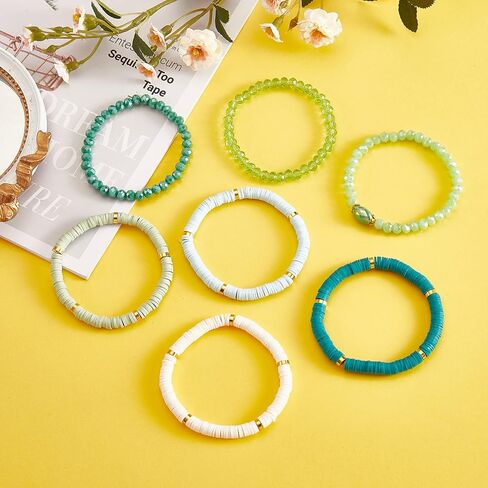 Heishi Bracelets Surfer Bracelets Boho Style Stackable Stretch Bracelets Layered Friendship Bracelets Summer Beach Jewelry Set in Kuwait