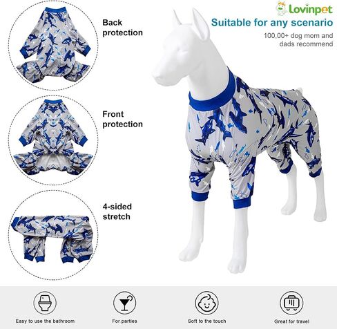 ملابس الكلاب الكبيرة من LovinPet لحيوانات البيتبول - ملابس الكلاب الكبيرة، قماش خفيف الوزن قابل للتمدد، طباعة ديناصور مموه باللونين الأرجواني والبرتقالي، قميص لتخفيف قلق الحيوانات الأليفة، ملابس داخلية للكلاب الكبيرة سهلة الارتداء للحفلات، أرجواني مقاس XL in Kuwait