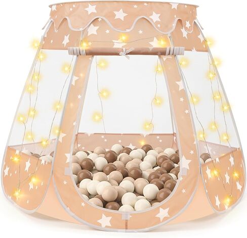 Crayline Pop Up Princess Tent with Star Light, Toys for Year Old Girl Birthday Gift, Girl Toys, Ball Pit for Girl Gift, Easy to Pop Up and Assemble(Pink) in Kuwait