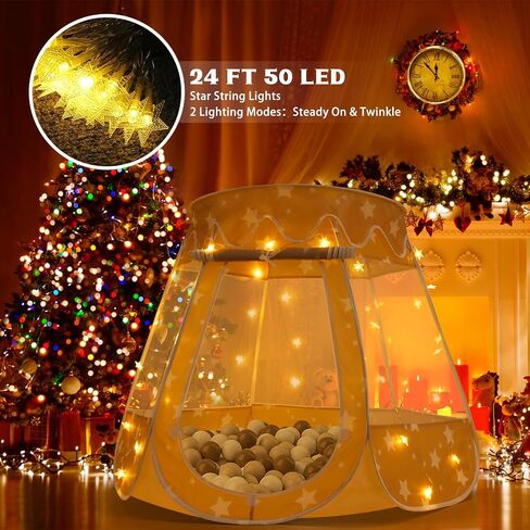 Crayline Pop Up Princess Tent with Star Light, Toys for Year Old Girl Birthday Gift, Girl Toys, Ball Pit for Girl Gift, Easy to Pop Up and Assemble(Pink) in Kuwait