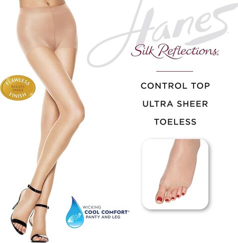 Hanes Silk Reflections Women's Control Top Toeless Ultra Sheer Pantyhose with Run-Resist in Saudi Arabia