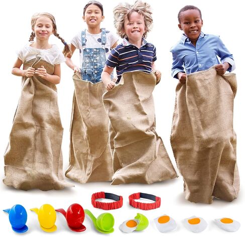 حقائب سباق Square Square Potato Sack ، 23 × 40 - مجموعة من 6 ، أكياس مرحة للأطفال والكبار ، مثالية ليوم الميدان والشواء والنزهات والحفلات والمزيد in Kuwait