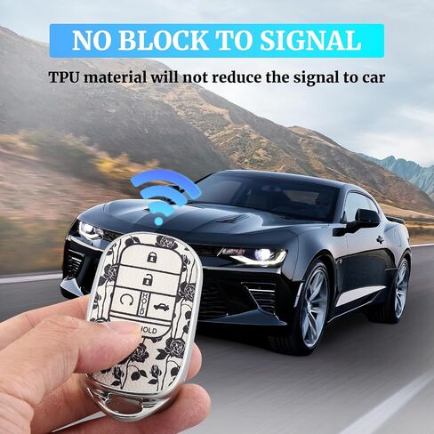 بالنسبة لغطاء Honda Key Fob ، واقي Car Key Case متوافق مع 2022 2023 2024 Honda Accord Civic HR-V CR-V Pilot Smart Key (Black Rose) in Saudi Arabia