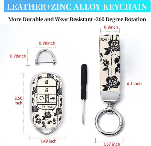 بالنسبة لغطاء Honda Key Fob ، واقي Car Key Case متوافق مع 2022 2023 2024 Honda Accord Civic HR-V CR-V Pilot Smart Key (Black Rose) in Saudi Arabia