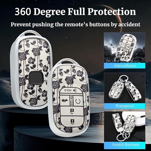 بالنسبة لغطاء Honda Key Fob ، واقي Car Key Case متوافق مع 2022 2023 2024 Honda Accord Civic HR-V CR-V Pilot Smart Key (Black Rose) in Saudi Arabia
