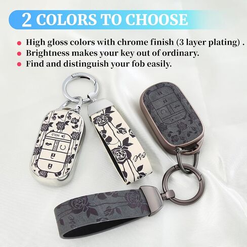 بالنسبة لغطاء Honda Key Fob ، واقي Car Key Case متوافق مع 2022 2023 2024 Honda Accord Civic HR-V CR-V Pilot Smart Key (Black Rose) in Saudi Arabia