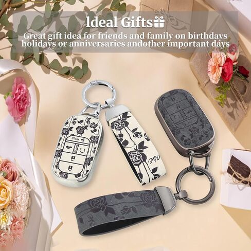 بالنسبة لغطاء Honda Key Fob ، واقي Car Key Case متوافق مع 2022 2023 2024 Honda Accord Civic HR-V CR-V Pilot Smart Key (Black Rose) in Saudi Arabia