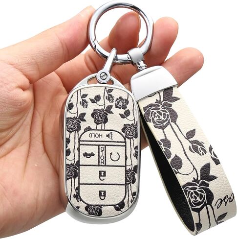بالنسبة لغطاء Honda Key Fob ، واقي Car Key Case متوافق مع 2022 2023 2024 Honda Accord Civic HR-V CR-V Pilot Smart Key (Black Rose) in Saudi Arabia