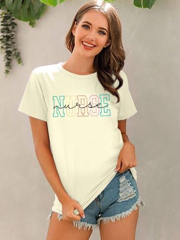 ممرضة Astanfy tshirts القمصان نساء ممرضة الهدايا الممرضة الممرضة الصيف قمصان قصيرة الأكمام in Kuwait