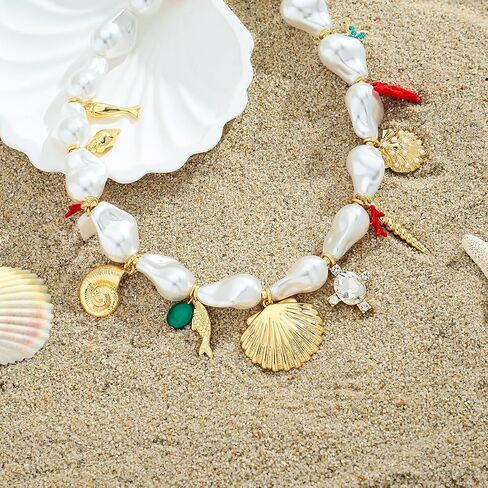 قلادة Classyzint Gold Seashell Charms محاكاة قلادة قابلة للتعديل للنساء للنساء in Kuwait