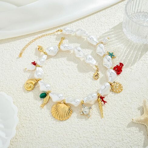 قلادة Classyzint Gold Seashell Charms محاكاة قلادة قابلة للتعديل للنساء للنساء in Kuwait