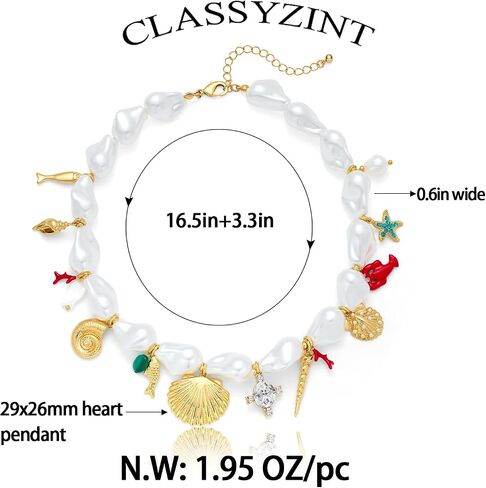 قلادة Classyzint Gold Seashell Charms محاكاة قلادة قابلة للتعديل للنساء للنساء in Kuwait