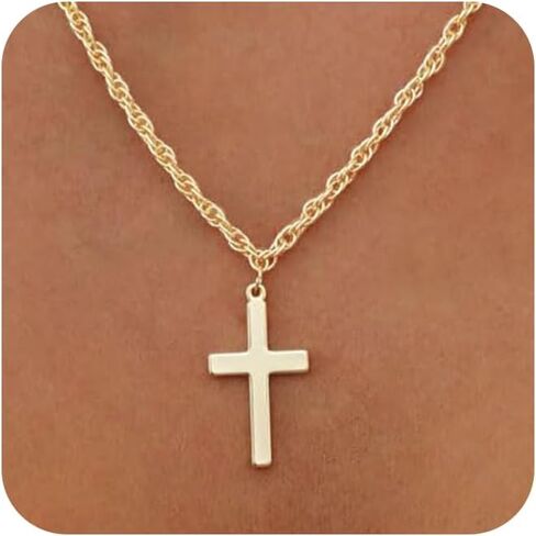 Cross Necklace for Women 14k Gold/Silver Plated Dainty Pendant Necklaces Trendy Jewelry Non Tarnish Hypoallergenic Waterproof Lightweight Gift for Women in Saudi Arabia