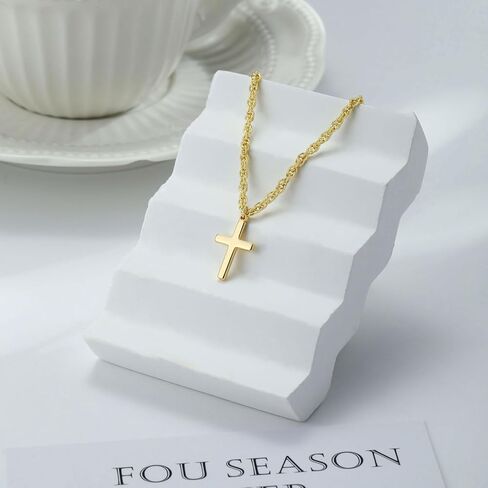 Cross Necklace for Women 14k Gold/Silver Plated Dainty Pendant Necklaces Trendy Jewelry Non Tarnish Hypoallergenic Waterproof Lightweight Gift for Women in Saudi Arabia