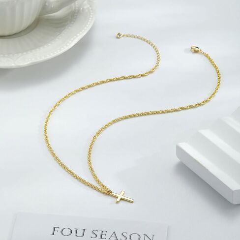 Cross Necklace for Women 14k Gold/Silver Plated Dainty Pendant Necklaces Trendy Jewelry Non Tarnish Hypoallergenic Waterproof Lightweight Gift for Women in Saudi Arabia