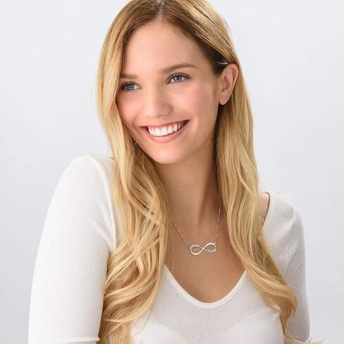 Personalized Infinity Name Necklace - Sterling Silver, Gold Plated or Solid Gold - 1-2 or 3-4 Custom Inscription - by MYKA in Saudi Arabia