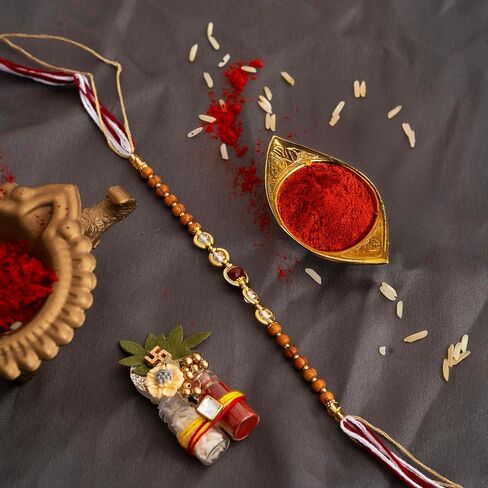 Meezo Vibrant Handwoven Rakhi with Colorful Beads | Traditional Designer Rakhi for Rakshabandhan | Festive Rakhi for Brother in Saudi Arabia