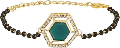 I Jewels Elegant Kundan Stone Bhaiya Bhabhi Mangalsutra Bracelet Rakhi Set With Roli Chawal & Rakshabandhan Card For Brother/Bro/Men in Saudi Arabia