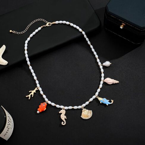 قلادة Classyzint Gold Seashell Charms محاكاة قلادة قابلة للتعديل للنساء للنساء in Kuwait