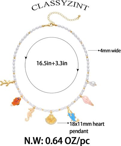 قلادة Classyzint Gold Seashell Charms محاكاة قلادة قابلة للتعديل للنساء للنساء in Kuwait