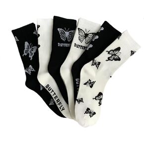 5/6/10/12 Pairs Floral Cute Socks for Women Kawaii Design Cottagecore Colorful Casual Dress Athletic Crew Socks Pack in Saudi Arabia