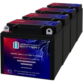Mighty Max Battery YB9A -A - 12V 9AH 130CCA SLA AGM Potorcycle Battery - حزمة 4 in Saudi Arabia