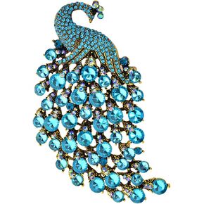 Wcrazye Rhinestone Peacock Brooch Pin for Women Girls Fashion رائعة مبالغ فيها بلورات كريستال الطيور الدبابيس دبابيس طية صدري in Kuwait