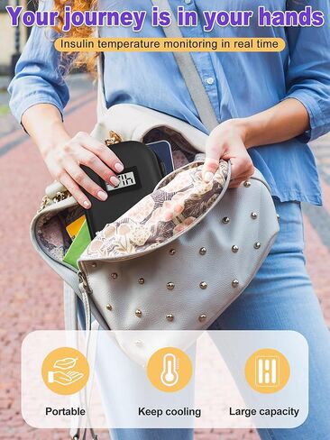 حقيبة سفر مبرد الأنسولين مع عبوتين ثلج كبيرتين للرحلات الطويلة والحياة اليومية - حقيبة سفر معزولة ومبرد للأدوية معتمدة من إدارة أمن المواصلات الأمريكية (أرجواني) in Kuwait