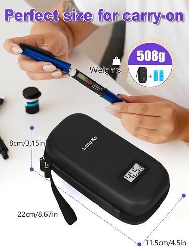 حقيبة سفر مبرد الأنسولين مع عبوتين ثلج كبيرتين للرحلات الطويلة والحياة اليومية - حقيبة سفر معزولة ومبرد للأدوية معتمدة من إدارة أمن المواصلات الأمريكية (أرجواني) in Kuwait