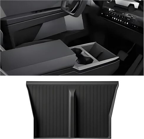 Tesla Cybertruck Wireless Charger Mat (2023-2025)-لوحة شحن وحدة شحن CILICONE المضادة للانزلاق | إكسسوارات واقي شاحن الهاتف السريع للداخلية (أسود) in Kuwait