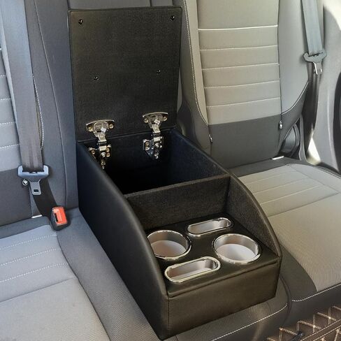 Car Rear Seat Armrest 2 Row Console Box with Cup Holder Black Car Center Console Cup Holder Universal Rear Bench Seat Consoles with Storage Box in Saudi Arabia