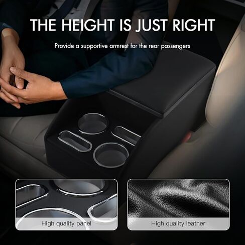 Car Rear Seat Armrest 2 Row Console Box with Cup Holder Black Car Center Console Cup Holder Universal Rear Bench Seat Consoles with Storage Box in Saudi Arabia