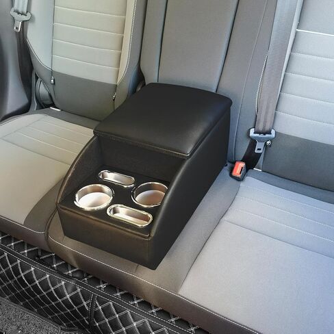 Car Rear Seat Armrest 2 Row Console Box with Cup Holder Black Car Center Console Cup Holder Universal Rear Bench Seat Consoles with Storage Box in Saudi Arabia