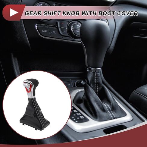 Automatic Gear Shifter Knob with Cover for Audi A4 2009-2014 Plastic Faux Leather Automotive Gearbox Stick Shifter Lever Knob Black White in Saudi Arabia