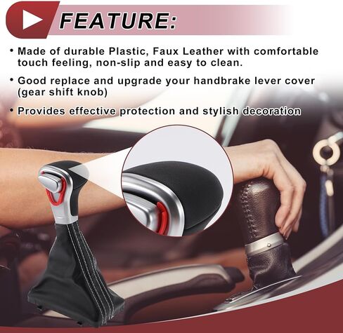 Automatic Gear Shifter Knob with Cover for Audi A4 2009-2014 Plastic Faux Leather Automotive Gearbox Stick Shifter Lever Knob Black White in Saudi Arabia