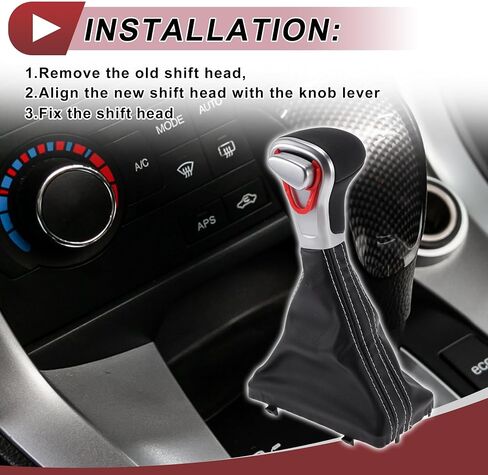 Automatic Gear Shifter Knob with Cover for Audi A4 2009-2014 Plastic Faux Leather Automotive Gearbox Stick Shifter Lever Knob Black White in Saudi Arabia