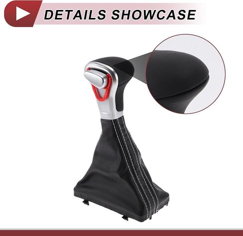 Automatic Gear Shifter Knob with Cover for Audi A4 2009-2014 Plastic Faux Leather Automotive Gearbox Stick Shifter Lever Knob Black White in Saudi Arabia