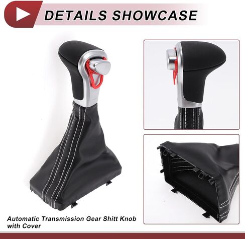 Automatic Gear Shifter Knob with Cover for Audi A4 2009-2014 Plastic Faux Leather Automotive Gearbox Stick Shifter Lever Knob Black White in Saudi Arabia