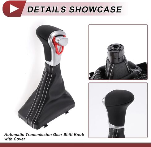 Automatic Gear Shifter Knob with Cover for Audi A4 2009-2014 Plastic Faux Leather Automotive Gearbox Stick Shifter Lever Knob Black White in Saudi Arabia
