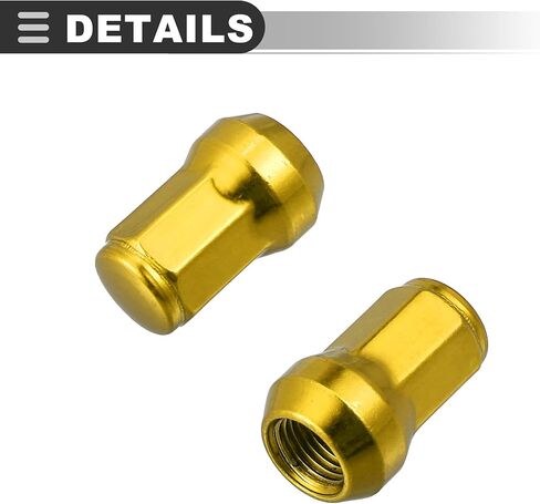 Motoforti Universal Car Lug Nuts Cone Seat Closed End Bulge Acorn He, Wheel Nut with Socket Key,M12 x 1.25,Reliable, Alloy Steel,Gold Tone, 20 Pcs in Saudi Arabia