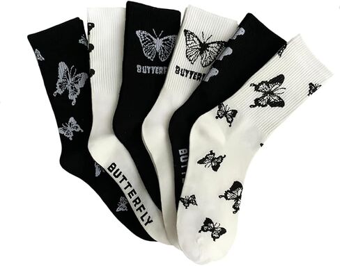 5/6/10/12 Pairs Floral Cute Socks for Women Kawaii Design Cottagecore Colorful Casual Dress Athletic Crew Socks Pack in Saudi Arabia