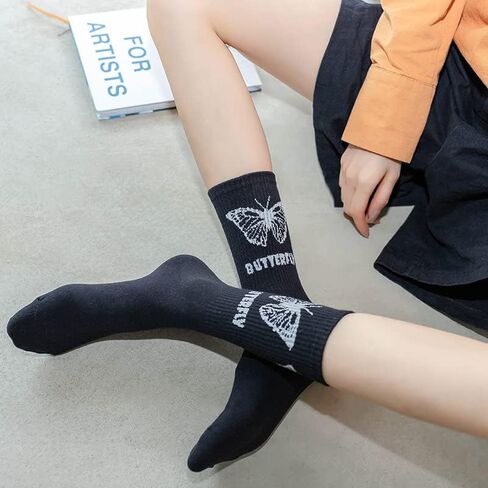 5/6/10/12 Pairs Floral Cute Socks for Women Kawaii Design Cottagecore Colorful Casual Dress Athletic Crew Socks Pack in Saudi Arabia